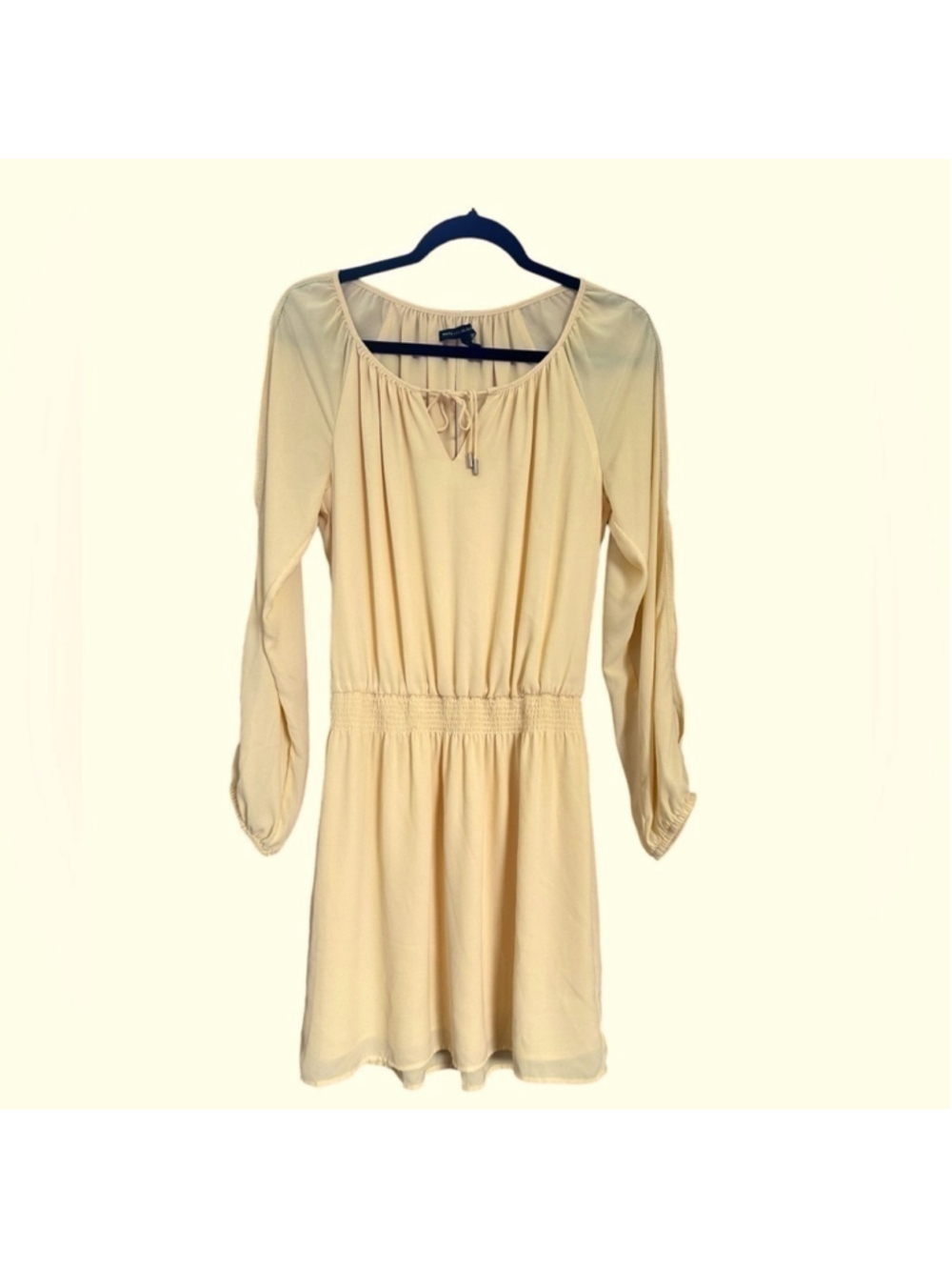 White House Black Market Long Slit Sleeve Boho Dress Canary Yellow -Size 4